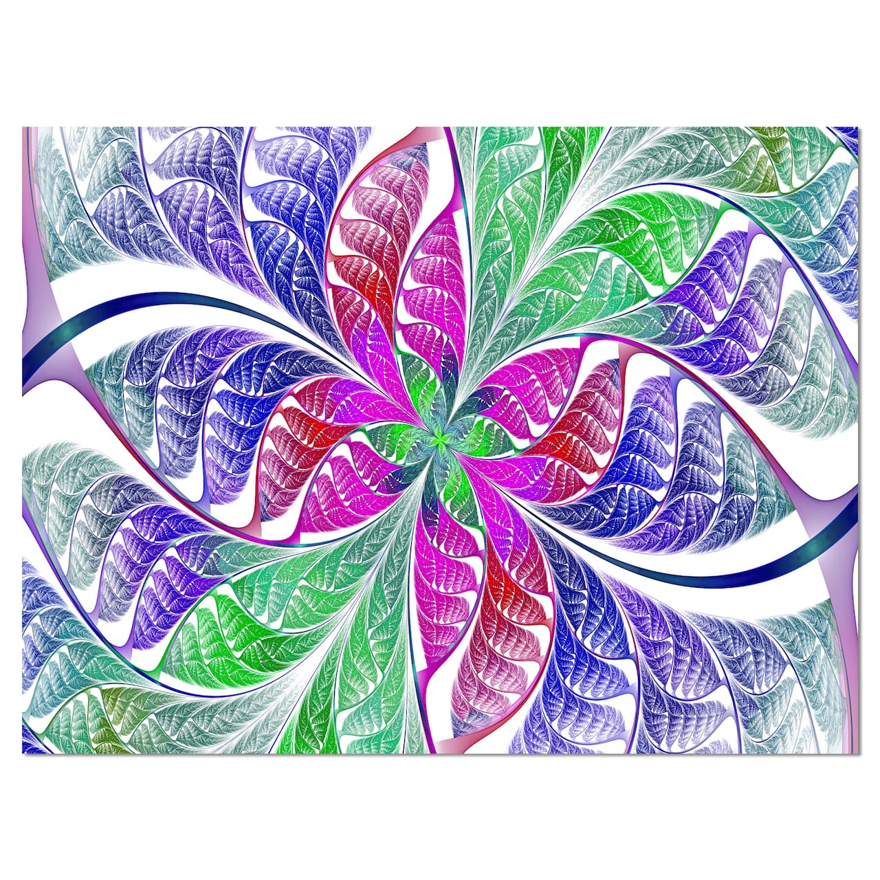 Designart - Flower like Fractal Stained Glass - Abstract Wall Art Canvas